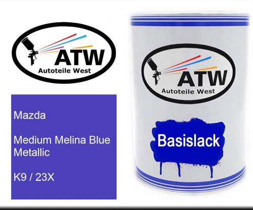 Mazda, Medium Melina Blue Metallic, K9 / 23X: 500ml Lackdose, von ATW Autoteile West.